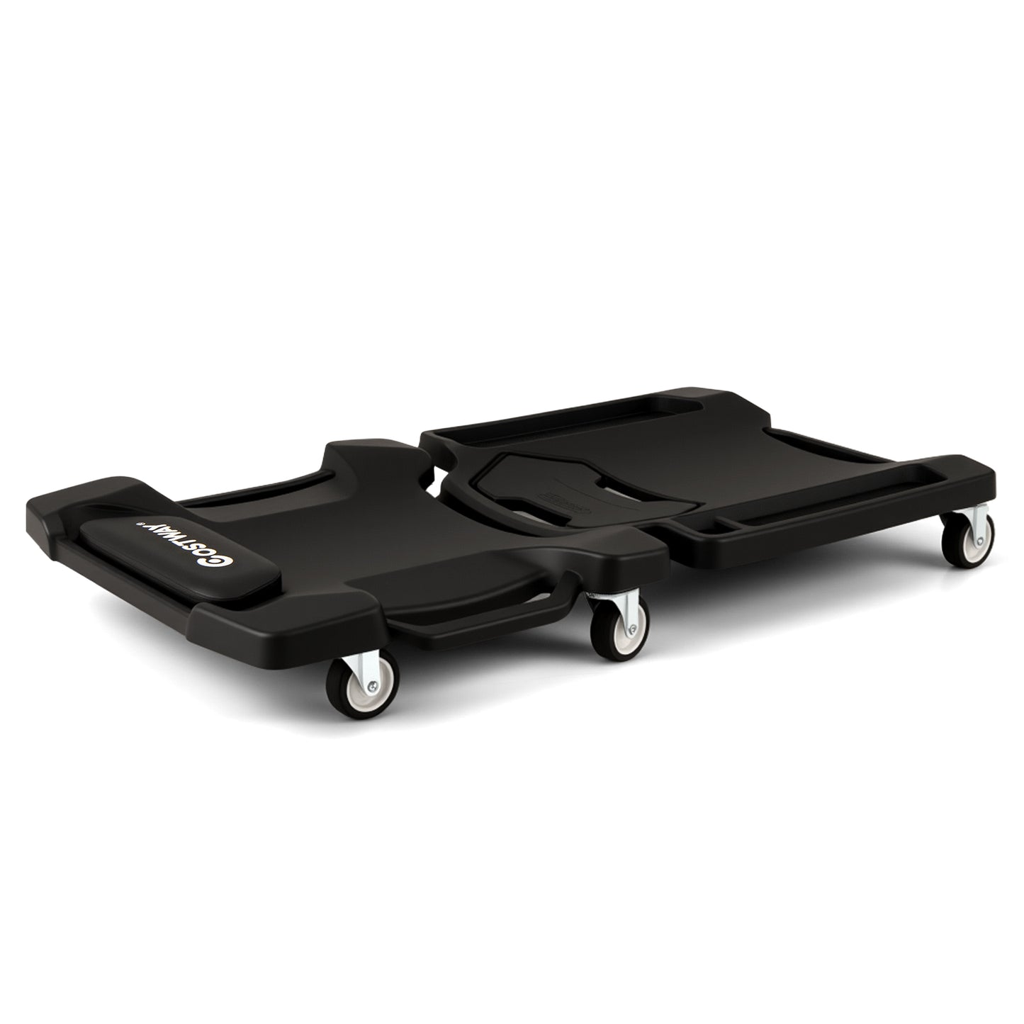 43 Inches Foldable Mechanic Creeper with Padded Headrest and Tool Trays-BK, Black Garages at Gallery Canada