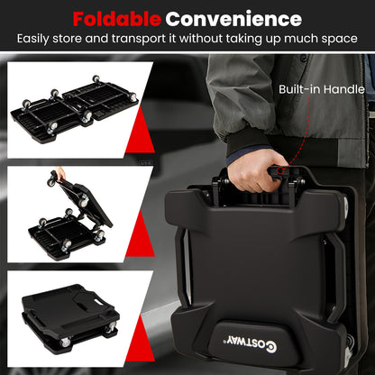 43 Inches Foldable Mechanic Creeper with Padded Headrest and Tool Trays-BK, Black Garages at Gallery Canada