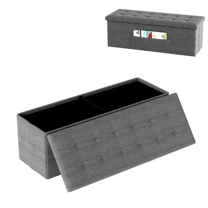 43 Inches Folding Storage Ottoman Bench Linen End of Bed Bench with Padded Seat, Dark Gray Shoe Racks & Storage Benches at Gallery Canada