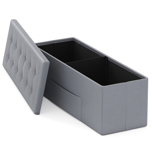 43 Inches Folding Storage Ottoman Bench, Gray Shoe Racks & Storage Benches Gray at Gallery Canada