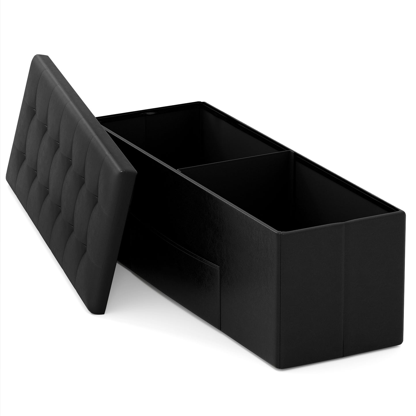 43 Inches Folding Storage Ottoman Bench, Black Shoe Racks & Storage Benches at Gallery Canada
