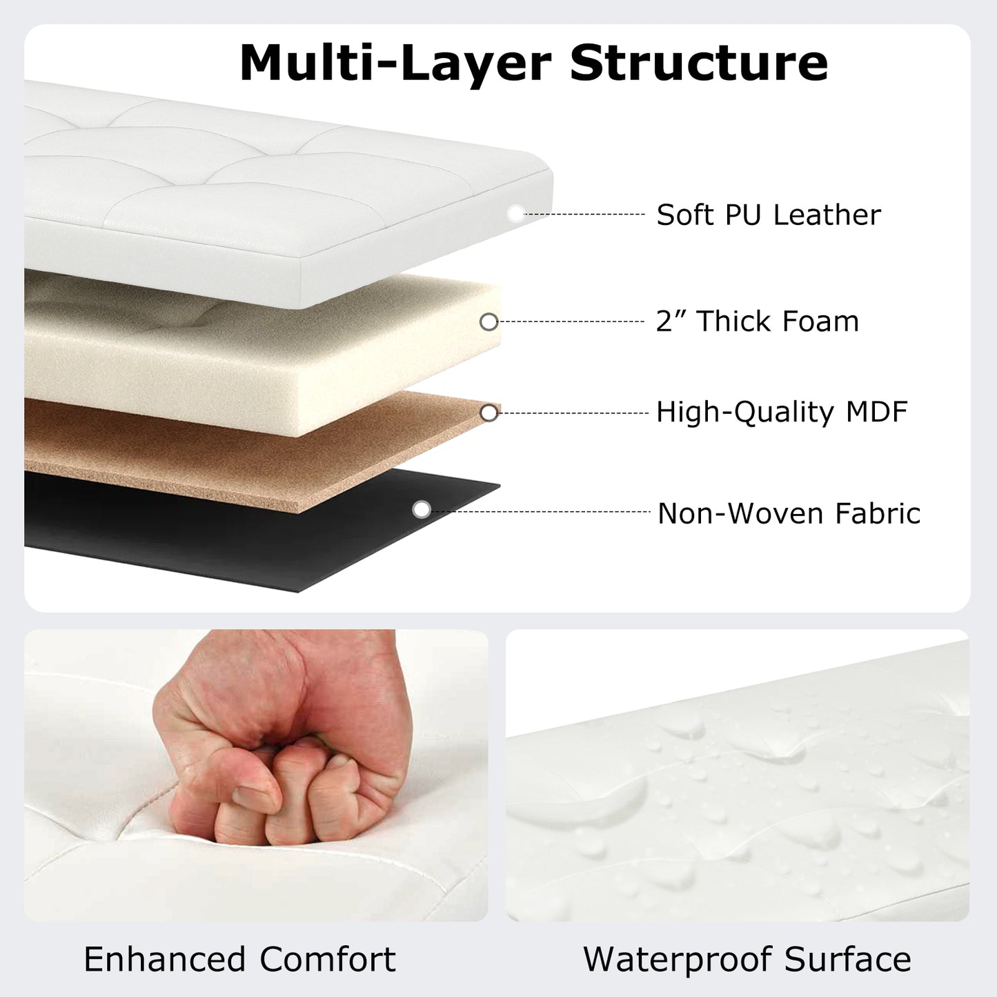 43 Inches Folding Storage Ottoman Bench Foot Rest Stool End of Bed Bench, White Shoe Racks & Storage Benches at Gallery Canada