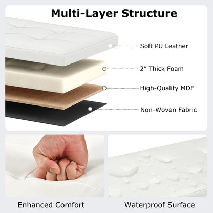 43 Inches Folding Storage Ottoman Bench Foot Rest Stool End of Bed Bench, White Shoe Racks & Storage Benches at Gallery Canada