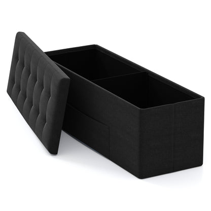 43 Inches Folding Storage Ottoman Bench with Padded Seat, Black Shoe Racks & Storage Benches at Gallery Canada