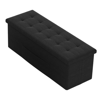43 Inches Folding Storage Ottoman Bench with Padded Seat, Black Shoe Racks & Storage Benches at Gallery Canada