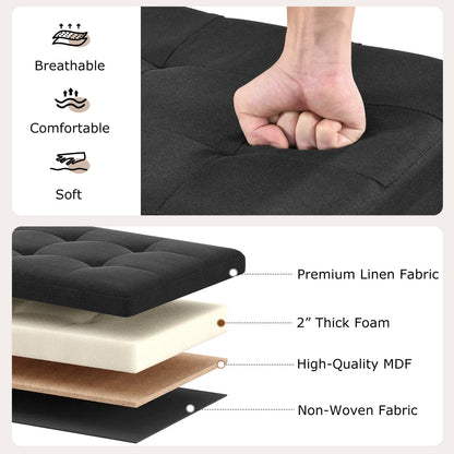 43 Inches Folding Storage Ottoman Bench with Padded Seat, Black Shoe Racks & Storage Benches at Gallery Canada