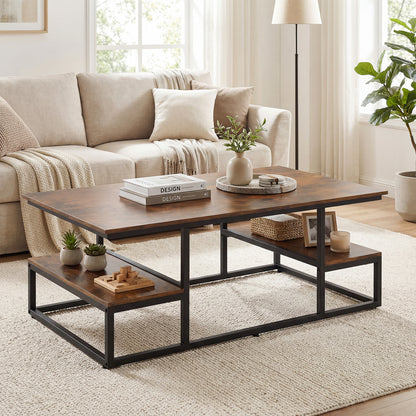 43" Rectangle Coffee Table With Storage, Open Shelves, Brown Coffee Tables at Gallery Canada