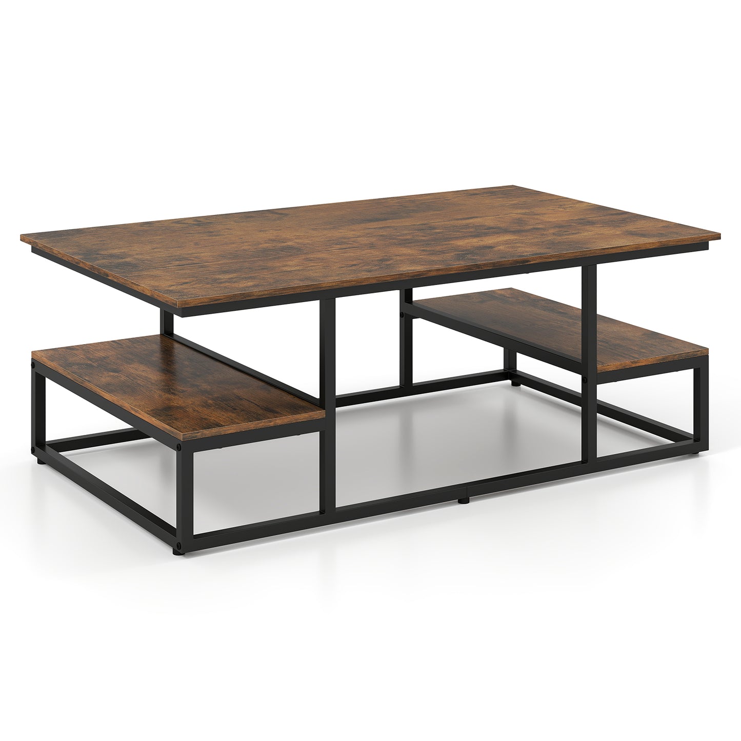 43" Rectangle Coffee Table With Storage, Open Shelves, Brown Coffee Tables Rustic Brown at Gallery Canada