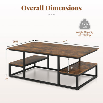 43" Rectangle Coffee Table With Storage, Open Shelves, Brown Coffee Tables at Gallery Canada