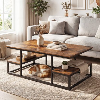 43" Rectangle Coffee Table With Storage, Open Shelves, Brown Coffee Tables at Gallery Canada