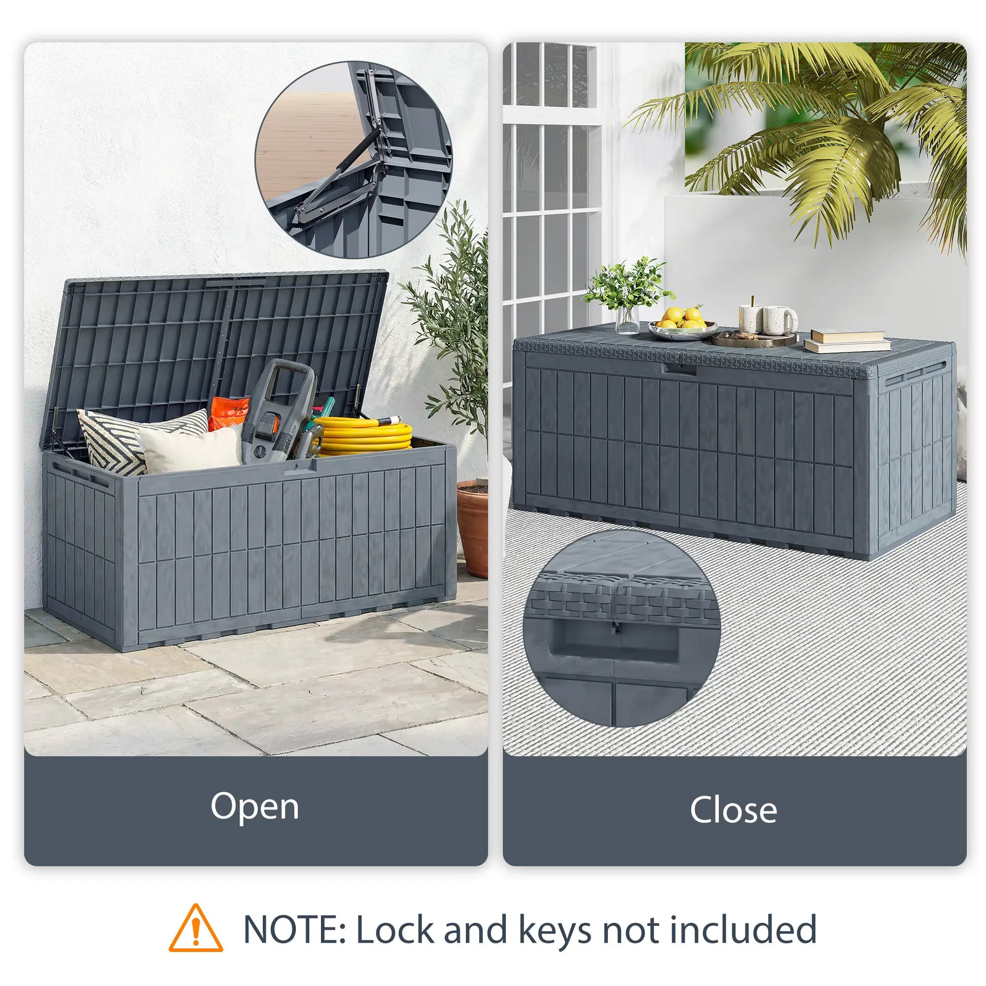 220 Gallon Resin Deck Box, Waterproof Lockable Outdoor Storage Patio Storage Boxes at Gallery Canada
