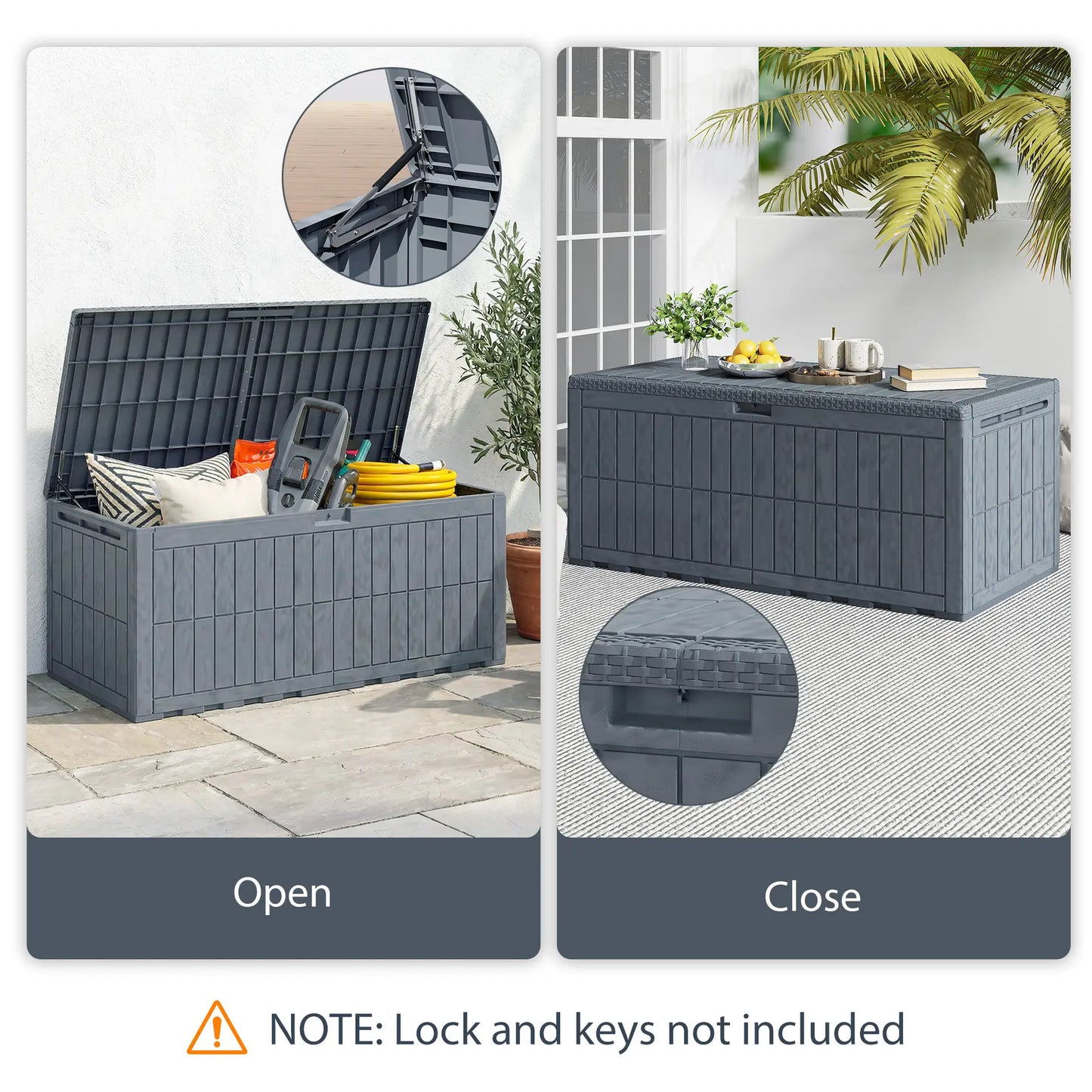 220 Gallon Resin Deck Box, Waterproof Lockable Outdoor Storage Patio Storage Boxes at Gallery Canada