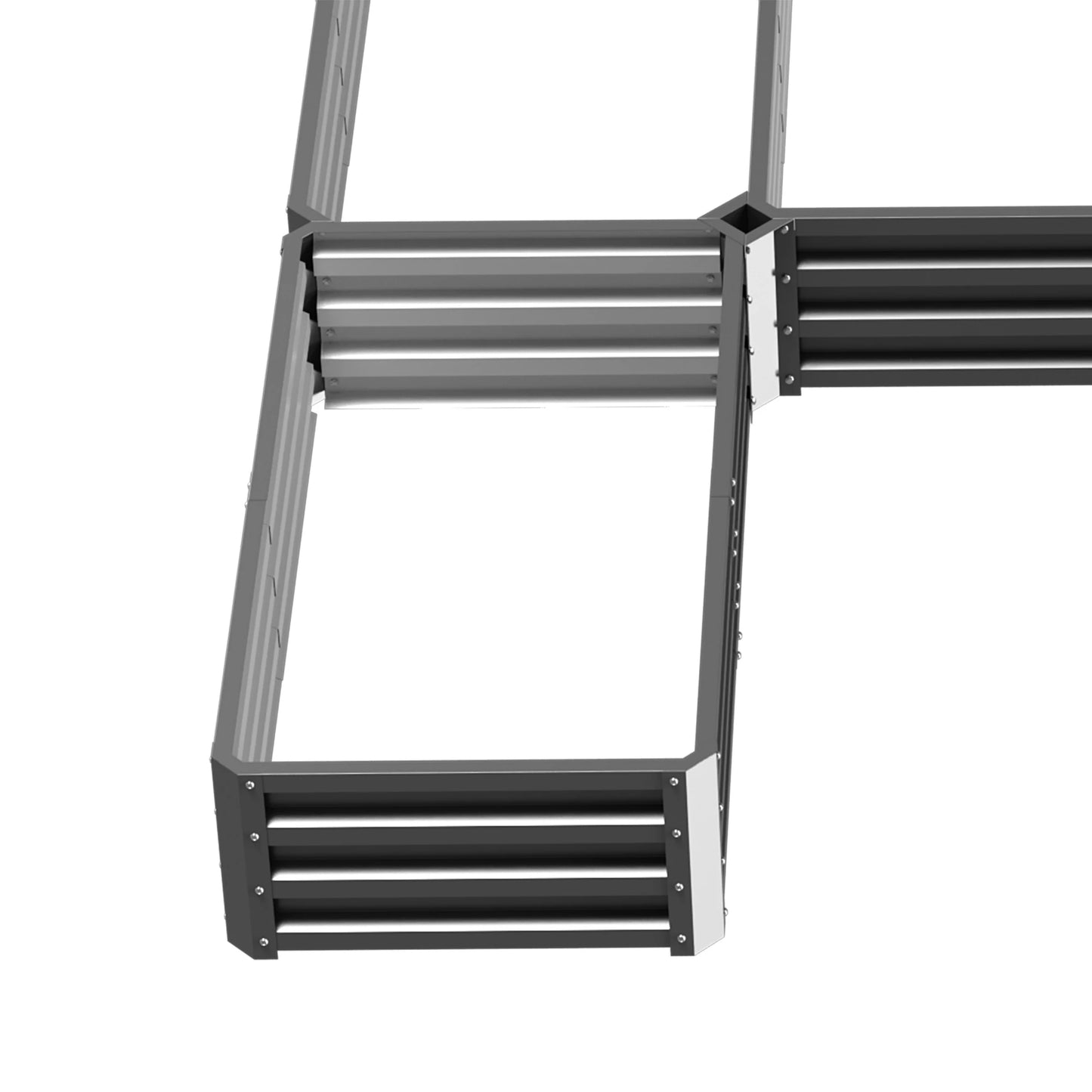 Steel Raised Garden Bed, Set of 5 Large Planters, 8x8x1ft, Grey Galvanized Planter Boxes at Gallery Canada