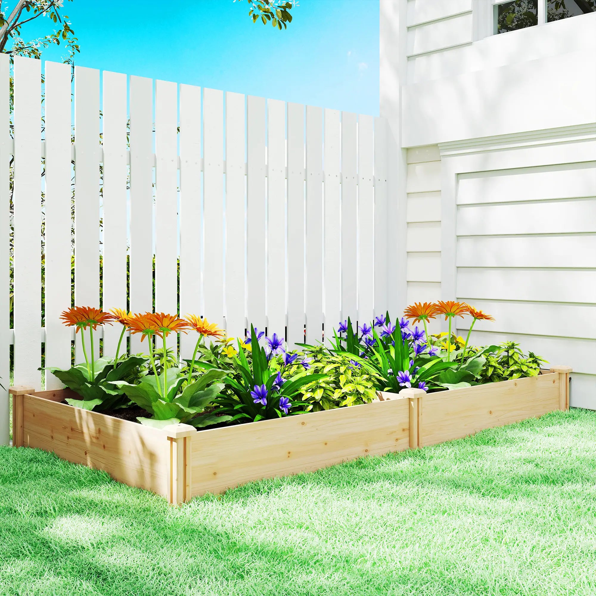 Wooden Raised Garden Bed, Planter Box With Divider, Open Bottom, DIY Painting Raised Garden Beds at Gallery Canada