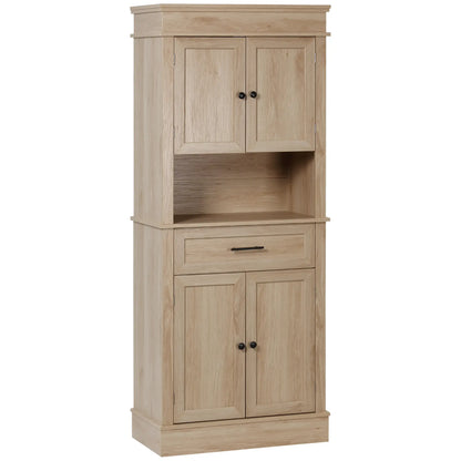 Modern Kitchen Pantry Cabinet, Freestanding with Adjustable Shelves, Oak Kitchen Pantry Cabinets at Gallery Canada