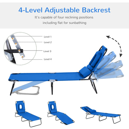 Folding Outdoor Lounge Chair, Portable, 4-Position Adjustable, Blue Lounger Chairs at Gallery Canada
