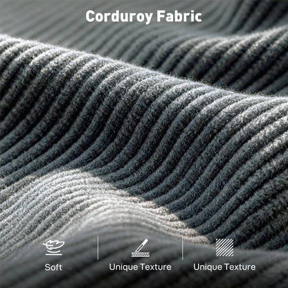 3 Seater Sofa, 74" Corduroy Couch, Solid Wood Legs, Dark Grey 3-Seater Sofas at Gallery Canada