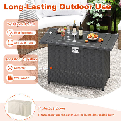 44.5 Inch Propane Fire Pit Table Rattan Gas 2-in-1 with Stainless Steel Burner, Black Fire Pits at Gallery Canada