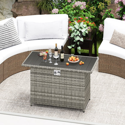 44.5 Inch Propane Fire Pit Table Rattan Gas 2-in-1 with Stainless Steel Burner, Gray Fire Pits at Gallery Canada