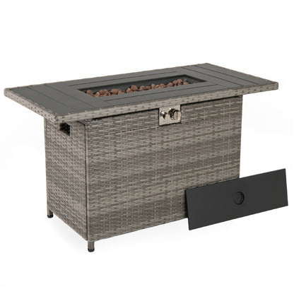 44.5 Inch Propane Fire Pit Table Rattan Gas 2-in-1 with Stainless Steel Burner, Gray Fire Pits at Gallery Canada