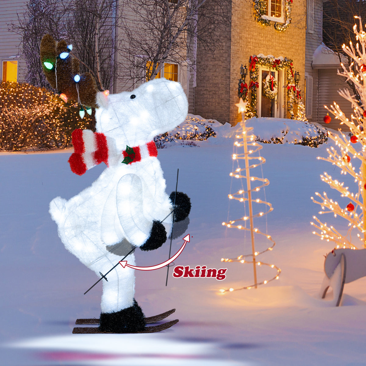 44" Animated Christmas Reindeer, Pre-Lit Skiing Deer Decoration Christmas at Gallery Canada