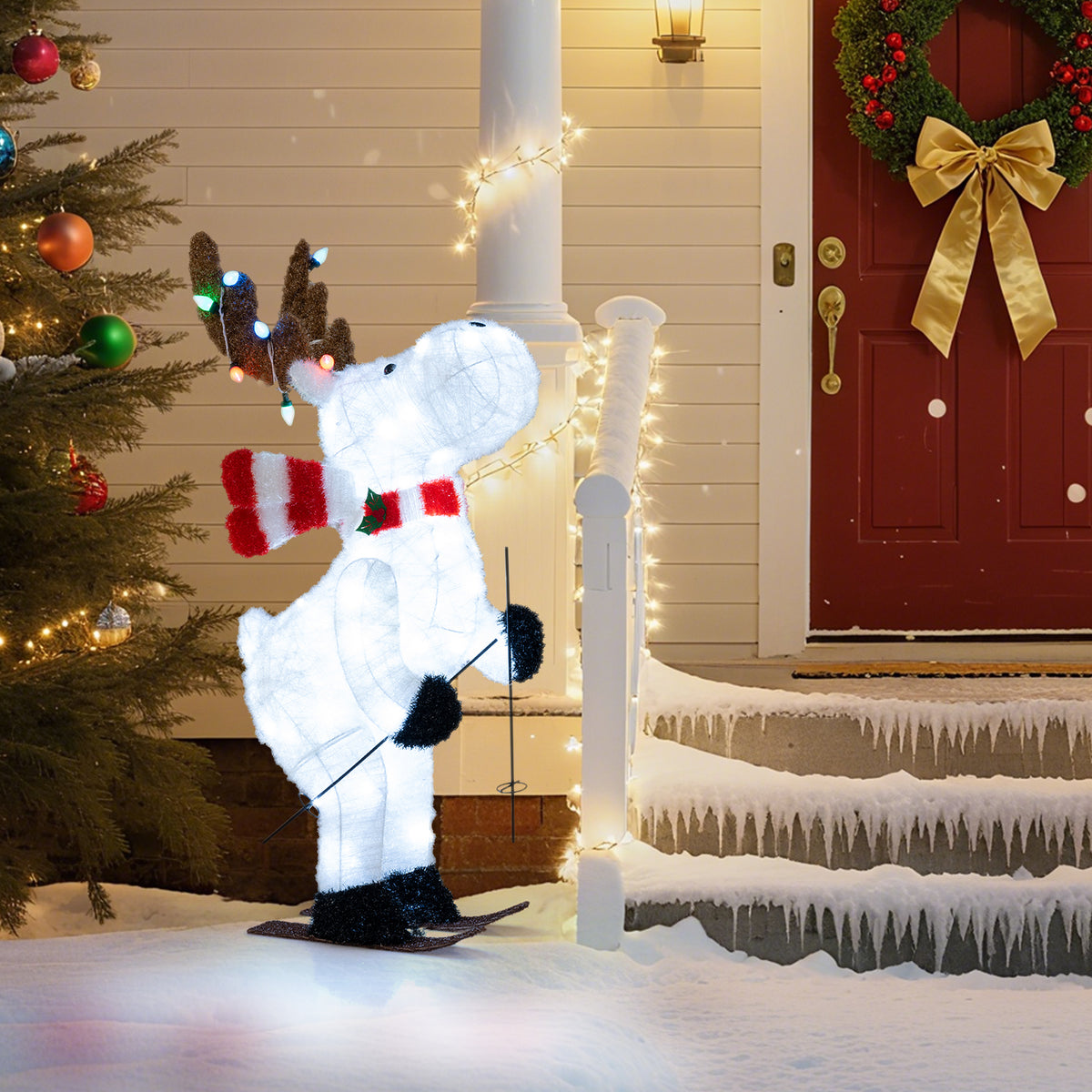 44" Animated Christmas Reindeer, Pre-Lit Skiing Deer Decoration Christmas at Gallery Canada