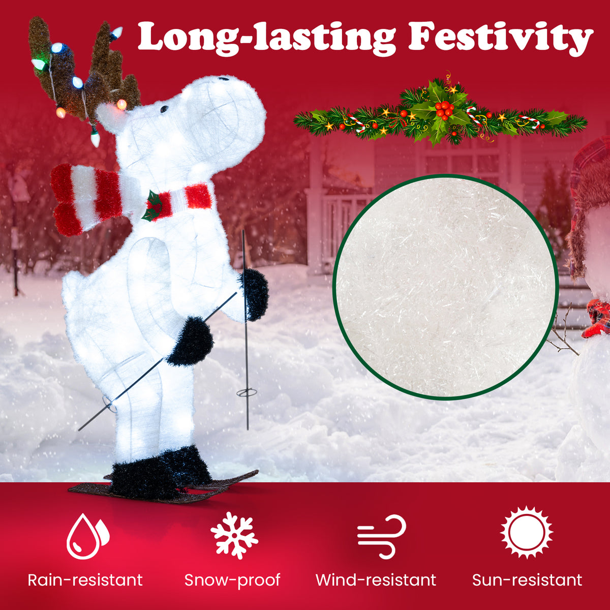 44" Animated Christmas Reindeer, Pre-Lit Skiing Deer Decoration Christmas at Gallery Canada