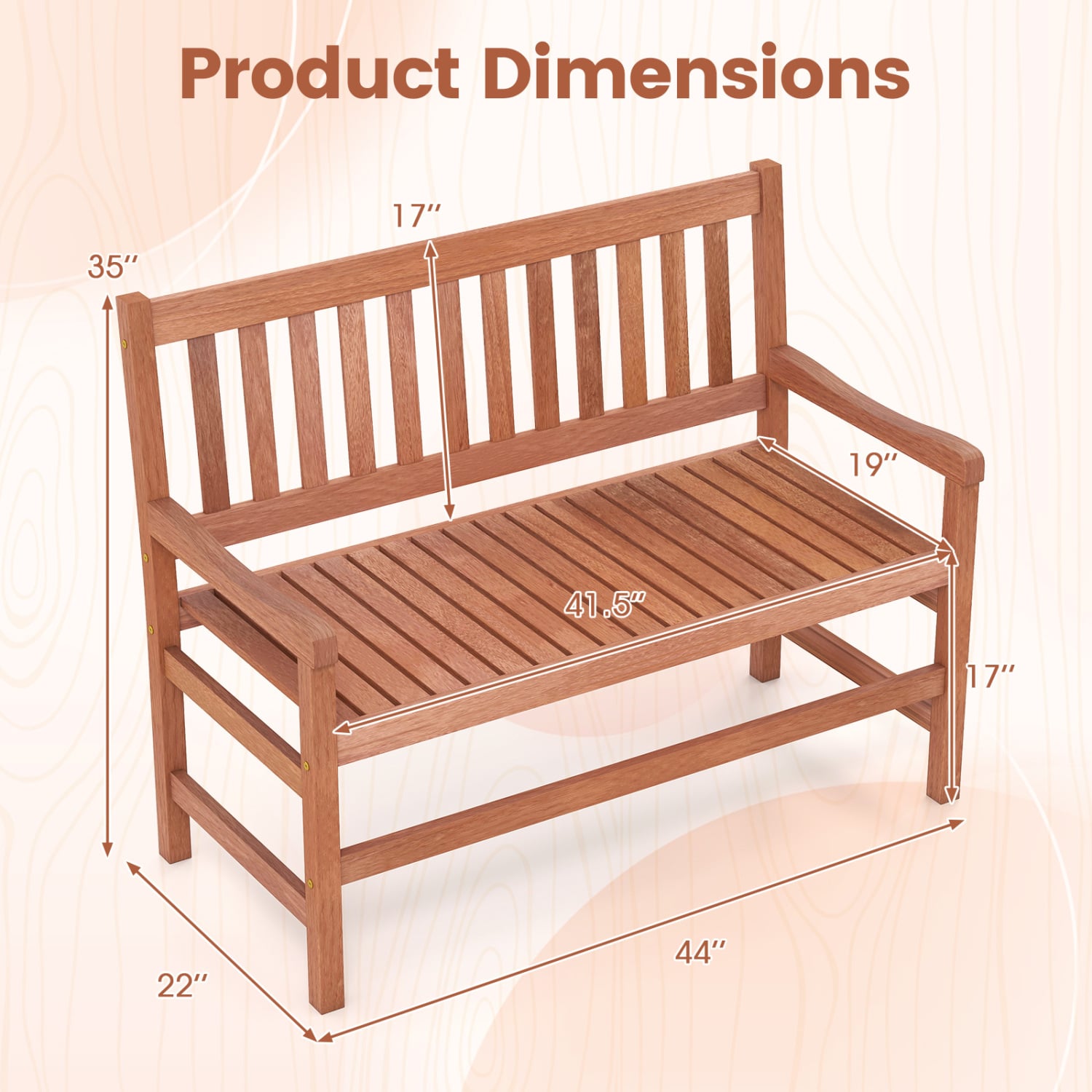 44 Inch 2-Seat Outdoor Loveseat Bench Outdoor Benches at Gallery Canada