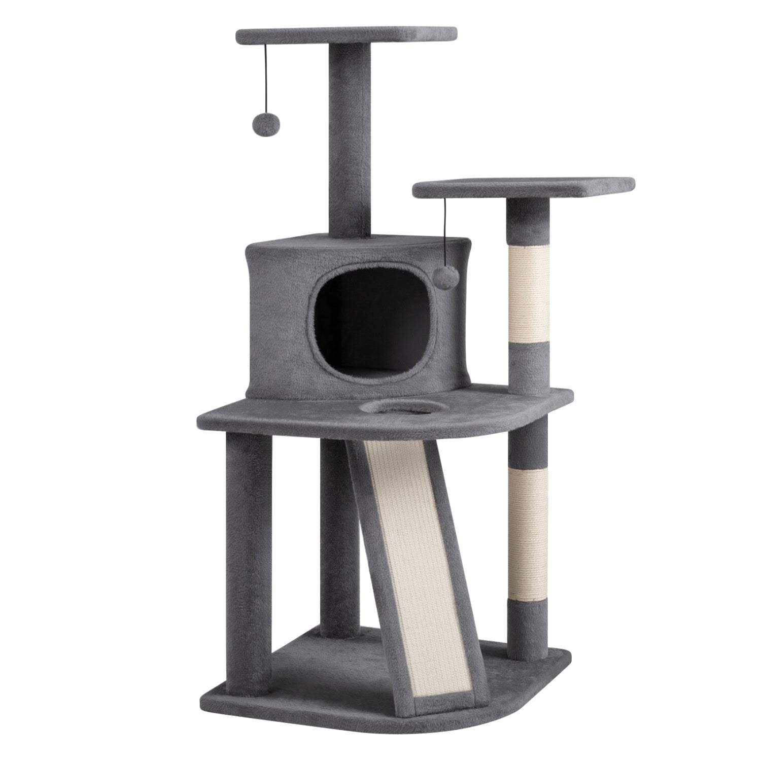 44 Inch Tall Kitten Tower With Condo, 2 Plush Perches, Light Gray Cat Trees Condos & Scratchers at Gallery Canada