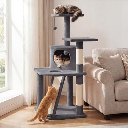 44 Inch Tall Kitten Tower With Condo, 2 Plush Perches, Light Gray Cat Trees Condos & Scratchers at Gallery Canada