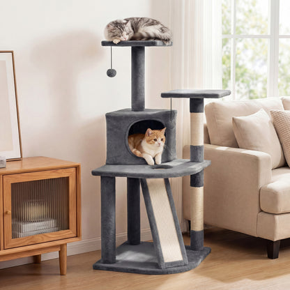 44 Inch Tall Kitten Tower With Condo, 2 Plush Perches, Light Gray Cat Trees Condos & Scratchers at Gallery Canada