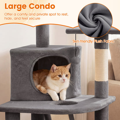 44 Inch Tall Kitten Tower With Condo, 2 Plush Perches, Light Gray Cat Trees Condos & Scratchers at Gallery Canada
