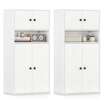 44 Inches Tall Bookshelf with Doors and Adjustable Shelf-2 Pieces, White Bookcases White at Gallery Canada