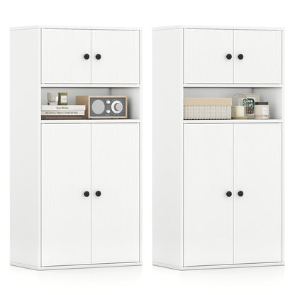 44 Inch Tall Bookshelf With Doors, Adjustable Shelf, 2 Pieces, White Bookcases White at Gallery Canada