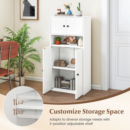 44 Inches Tall Bookshelf with Doors and Adjustable Shelf-2 Pieces, White Bookcases at Gallery Canada