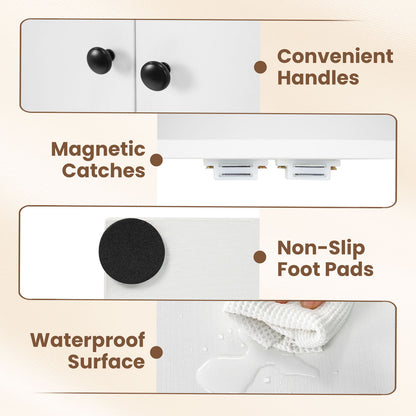 44 Inches Tall Bookshelf with Doors and Adjustable Shelf-2 Pieces, White Bookcases at Gallery Canada