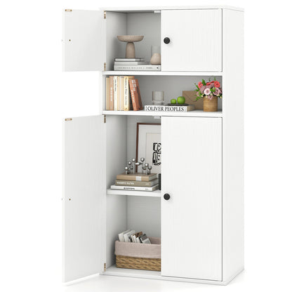 44 Inches Tall Bookshelf with Doors and Adjustable Shelf-1 Piece, White Bookcases at Gallery Canada