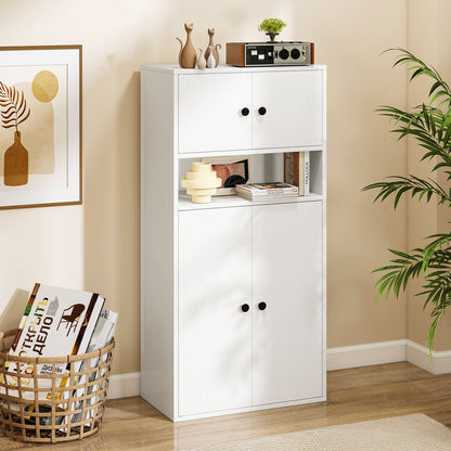 44 Inches Tall Bookshelf with Doors and Adjustable Shelf-1 Piece, White Bookcases at Gallery Canada
