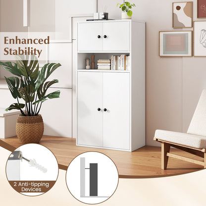 44 Inches Tall Bookshelf with Doors and Adjustable Shelf-1 Piece, White Bookcases at Gallery Canada