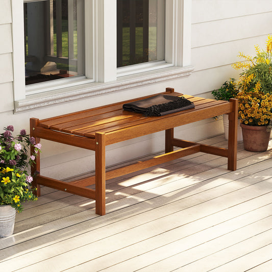 44" Patio Wood Bench, Outdoor Solid Hardwood, Teak Oil Finish Outdoor Benches Options at Gallery Canada