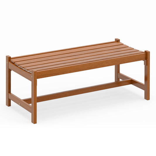 44" Patio Wood Bench, Outdoor Solid Hardwood, Teak Oil Finish Outdoor Benches Options at Gallery Canada