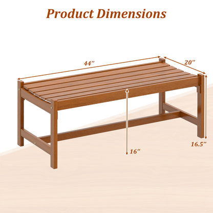 44" Patio Wood Bench, Outdoor Solid Hardwood, Teak Oil Finish Outdoor Benches at Gallery Canada