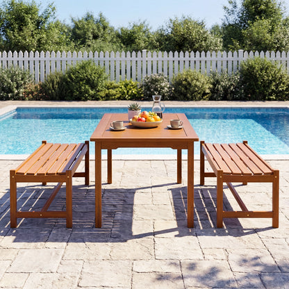 44" Patio Wood Bench, Outdoor Solid Hardwood, Teak Oil Finish Outdoor Benches at Gallery Canada