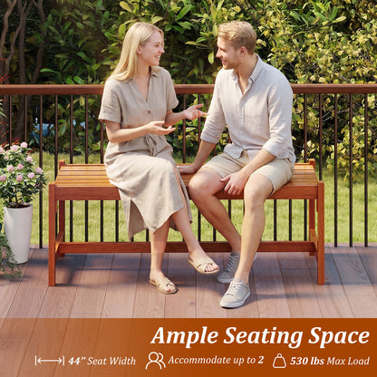 44" Patio Wood Bench, Outdoor Solid Hardwood, Teak Oil Finish Outdoor Benches at Gallery Canada