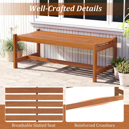 44" Patio Wood Bench, Outdoor Solid Hardwood, Teak Oil Finish Outdoor Benches at Gallery Canada