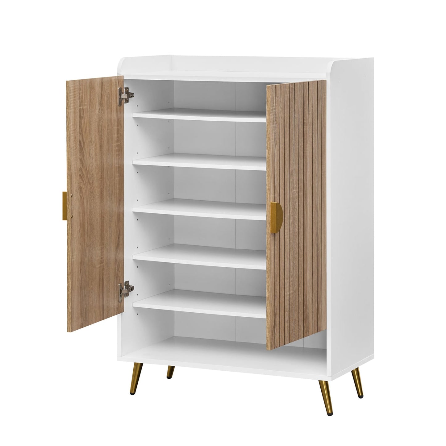 44" Tall Shoe Storage Cabinet, 7-Tier Doors, Adjustable Shelves