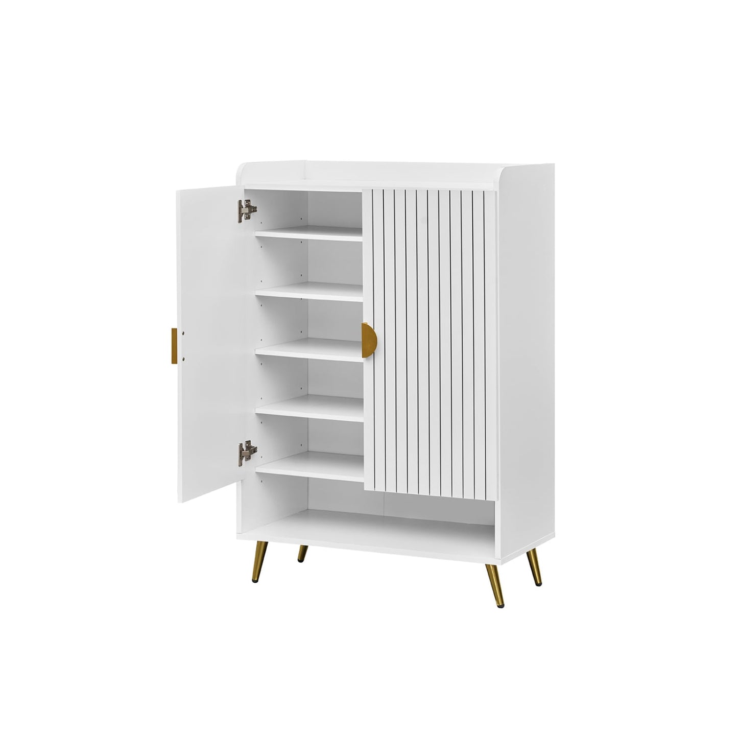 44" Shoe Storage Cabinet, 7-Tier, Adjustable Shelves, White