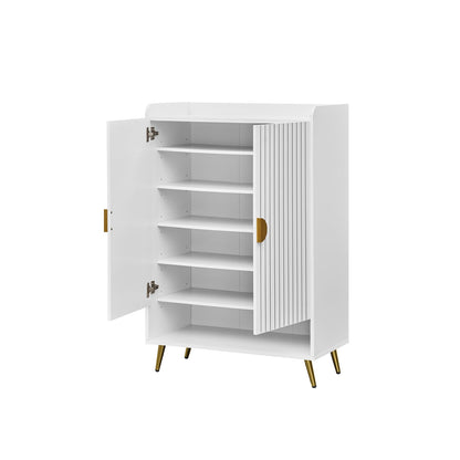 44" Shoe Storage Cabinet, 7-Tier, Adjustable Shelves, White