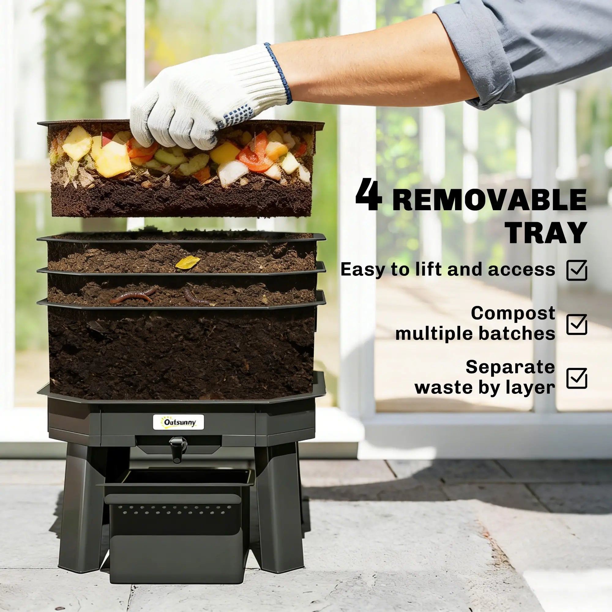 4-Tray Worm Composter Bin, 7.4 Gal, Dark Green Garden Accessories at Gallery Canada