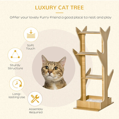 4-Level Cat Tree with Resting House, Activity Center, Oak Cat Towers at Gallery Canada